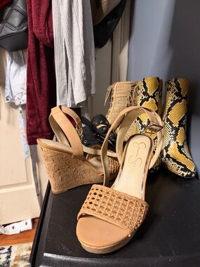 Jessica Simpson Tan Woven Cork Wedge Sandals